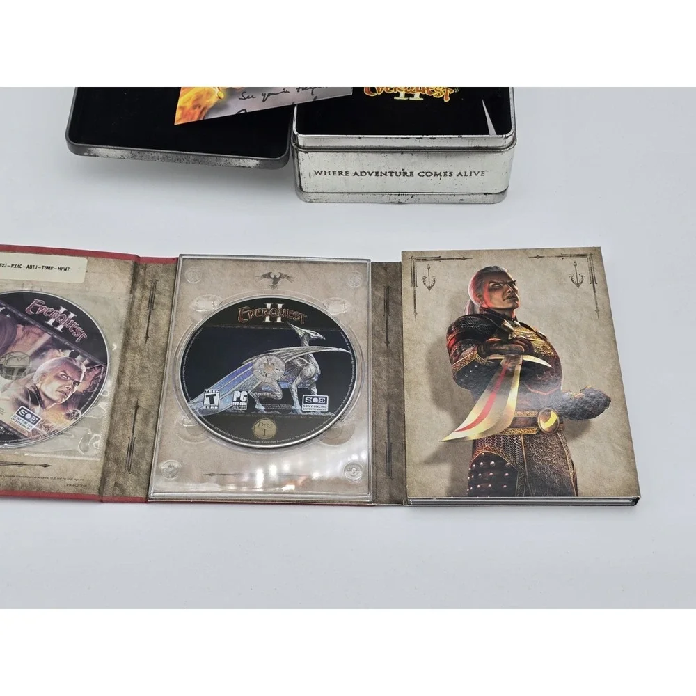 EverQuest 2 II Collectors Ed PC Game Tin w/ Cloth Maps Books, Disk, Poster, Coin